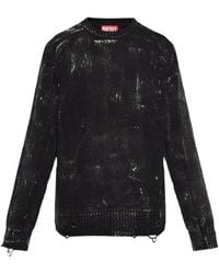 DIESEL - Knitted Ripped Detail Sweater - Lyst