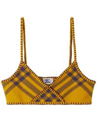 Burberry - Check-pattern Knitted Bralette Bra - Lyst
