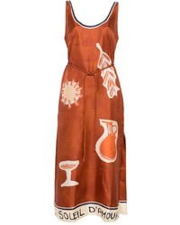ALÉMAIS - Soleil D'Amour Graphic-Print Tie Midi Dress - Lyst