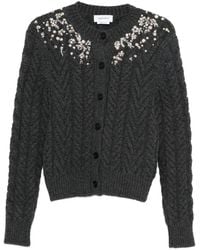 McQueen - Crystal-Embellished Cable-Knit Cardigan - Lyst