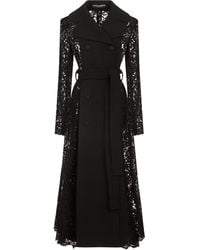 Dolce & Gabbana - Belted Double-Breasted Crepe And Lace Coat - Lyst