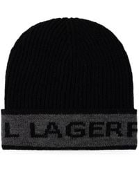 KARL LAGERFELD - Berretto A Coste Con Logo - Lyst