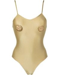 Adriana Degreas - Shell-appliqué Metallic Swimsuit - Lyst