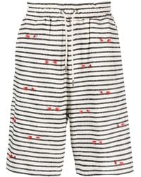 Henrik Vibskov - Gestreifte Fringy Shorts - Lyst