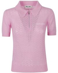 Miu Miu - Cashmere And Silk Polo Shirt - Lyst