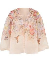 Zimmermann - Bluse Illuminate Aus Leinen Und Seide - Lyst