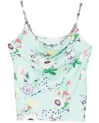 Rabanne - Chain-Detail Cowl-Neck Floral-Print Top - Lyst