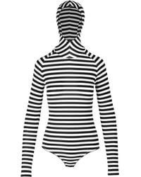 Ioana Ciolacu - Gestreifter Body Mit Kapuze - Lyst
