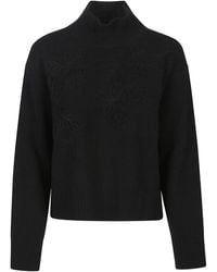 ERMANNO FIRENZE - Maglione A Collo Alto Con Ricamo A Fiori - Lyst