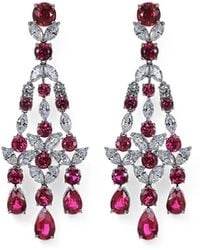 Fantasia by Deserio - Ruby Cubic Zirconia Chandelier Earrings - Lyst