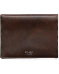 Prada - Antiqued-Leather Wallet - Lyst