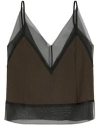 Ami Paris - Top Semi Trasparente Con Scollo A V - Lyst