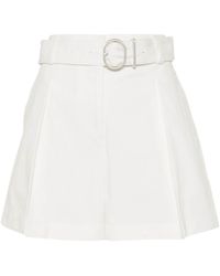 Jil Sander - Pleat-detail Belted Cotton Shorts - Lyst