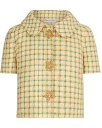 Oscar de la Renta - Checked Embellished Tweed Jacket - Lyst