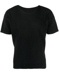 Homme Plissé Issey Miyake - Plissiertes T-Shirt mit U-Ausschnitt - Lyst