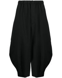 COMME DES GARÇON BLACK - Elasticated-waist Tapered Cropped Trousers - Lyst