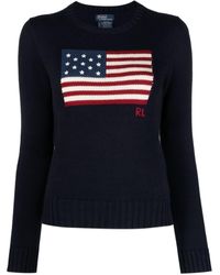 Polo Ralph Lauren - Cotton Sweater With Flag Intarsia - Lyst