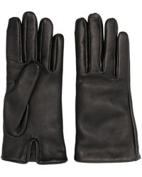 Saint Laurent - Logo-Plaque Leather Gloves - Lyst