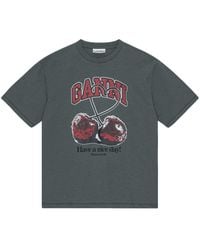 Ganni - Future Grey Relaxed Cherry T-shirt - Lyst