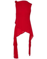 Ganni - Knot-Detail Asymmetric Tank Top - Lyst
