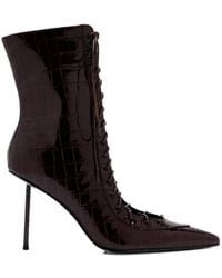 Femme LA - Salem Croc-Effect Lace-Up Boots - Lyst