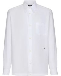 Dolce & Gabbana - Long-Sleeved Button-Up Linen Shirt - Lyst