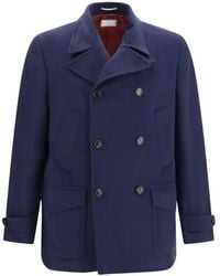 Brunello Cucinelli - Double-Breasted Wool Coat - Lyst
