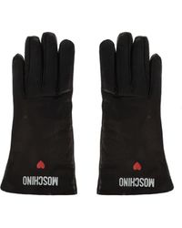 Moschino - Handschuhe Aus Leder Mit Logo-Herz - Lyst