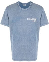 Fay - T-Shirt mit Logo-Print - Lyst