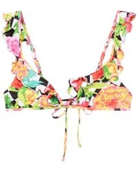 Moschino - Floral-Print Ruffled Bikini Top - Lyst