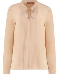 Max Mara - Rennes Geplooide Blouse Met Ronde Afwerking - Lyst