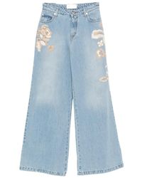 ERMANNO FIRENZE - Jean Ample À Fleurs Brodées - Lyst