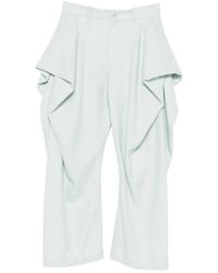 Issey Miyake - Draping Detail Tweed Wool Trousers - Lyst
