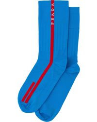 Prada Intarsien-Socken mit Logo - Blau