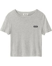 Miu Miu - T-Shirt Mit Logo-Applikation - Lyst