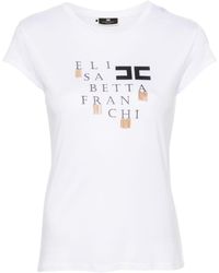Elisabetta Franchi - T-shirt Verfraaid Met Ketting - Lyst