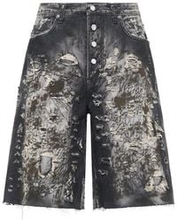 THUG CLUB - Gerafelde Hardgewassen Shorts - Lyst