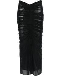 Mugler - Falda midi fruncida de malla - Lyst