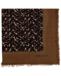 Jimmy Choo - Leopard-Print Logo-Print Scarf - Lyst