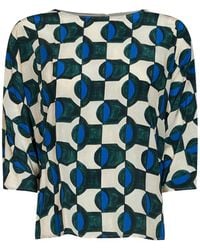 Weekend by Maxmara - Geometric-Print Bow-Detail Blouse - Lyst