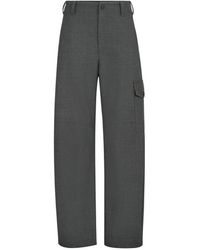 Brunello Cucinelli - Virgin Wool Twill Cargo Barrel Trousers With Monili - Lyst
