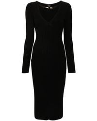 Just Cavalli - V-Neck Knitted Midi Dress - Lyst