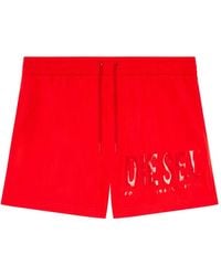 DIESEL - Swim Shorts With Tonal Logo - Lyst