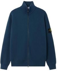 Stone Island - Logo-Patch Ribbed-Knit Zip-Fastening Cardigan - Lyst