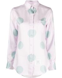 Thom Browne - Polka-Dot Silk Long-Sleeve Shirt - Lyst