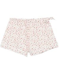Posse - Charlotte Floral-Print Cotton Mini Shorts - Lyst