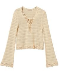 Twinset - Jumper With Crochet Detail And Ties - Lyst