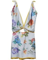 Prada - Floral-print Silk-twill Mini Dress - Lyst