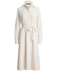 Ralph Lauren - Belted Double-Faced Georgette Midi Shirt Dress - Lyst