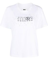 MM6 by Maison Martin Margiela - Printed Cotton T-shirt - Lyst
